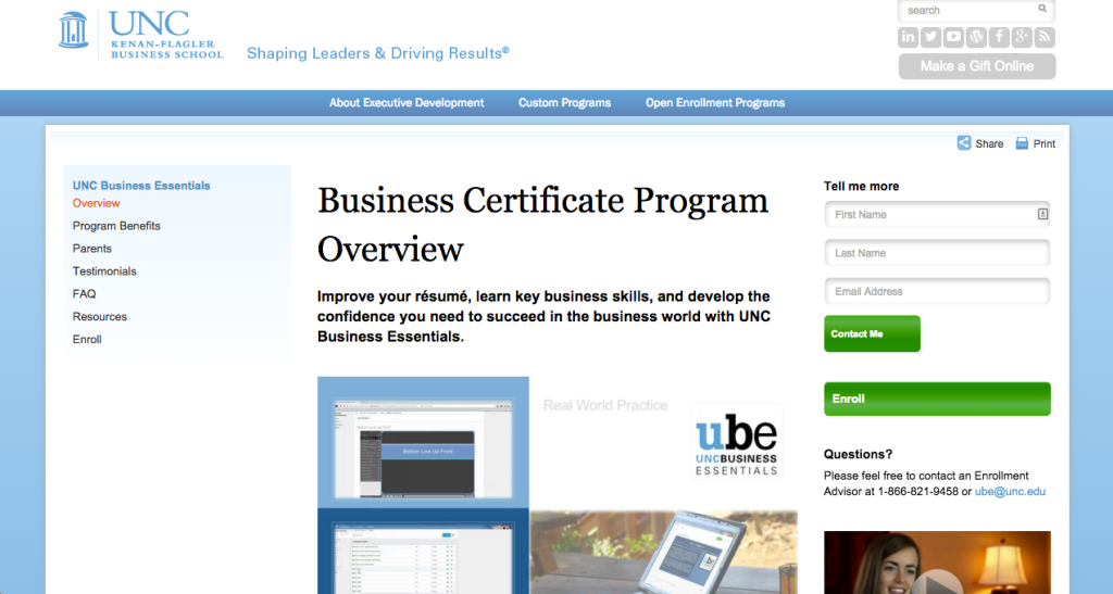 UNC CH online business course migration image